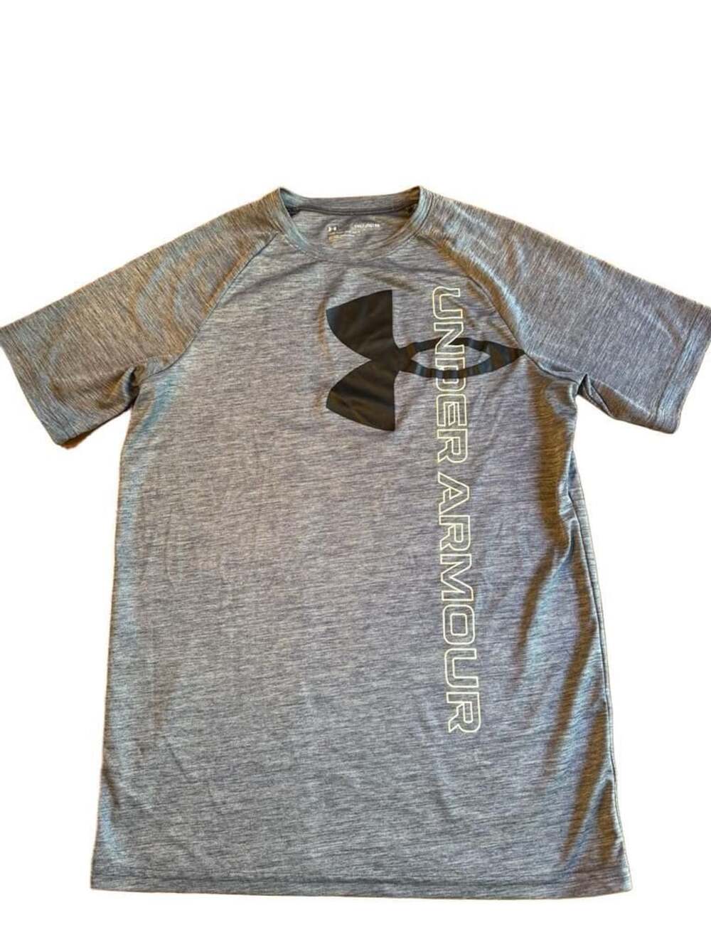 Under Armour Tech Split Logo T-Shirt Youth YXL Gray Short Sleeve b1539